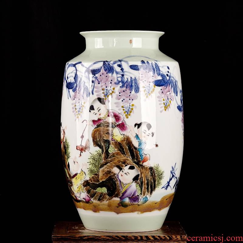 Famous master of jingdezhen ceramics hand - made vases, flower arranging furnishing articles furnishing articles five sub - ka Chinese style living room decoration