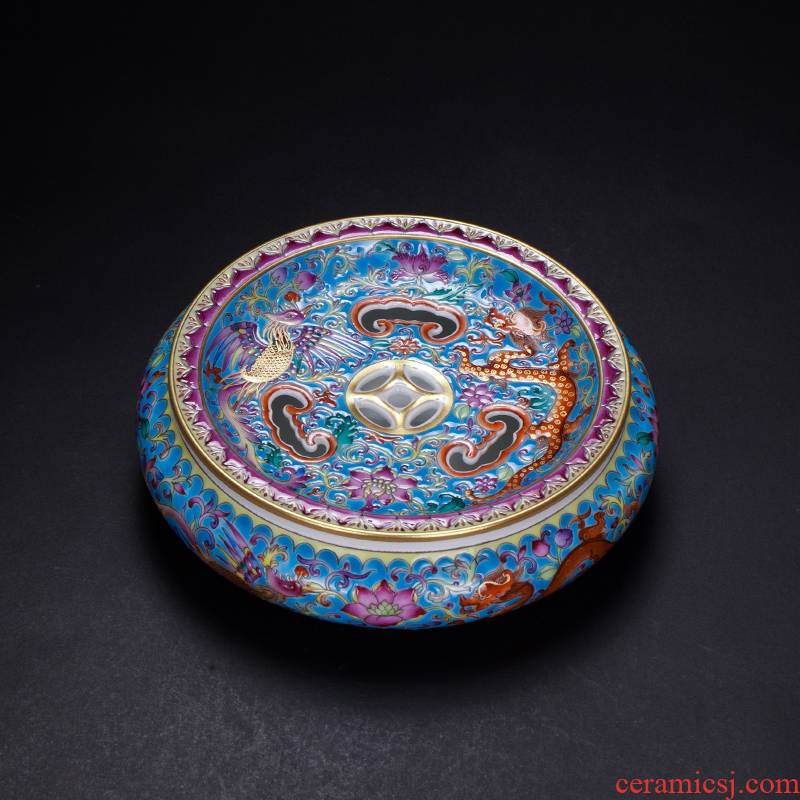 Longfeng around the lotus flower pattern colored enamel pot saucer dry terms plate bearing jingdezhen ceramics collection archaize cloisonne