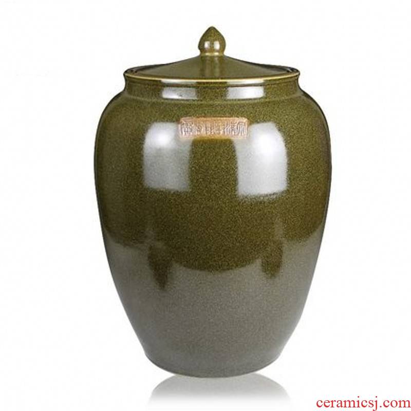 Jingdezhen ceramic glaze barrel at the end of the tea jars tank cylinder tea urn 20 jins 50 kg 100 catties 200 jins moistureproof