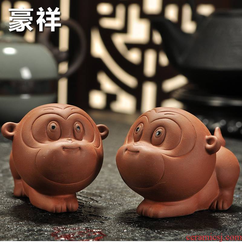 Howe auspicious purple sand tea pet furnishing articles boutique tea play manual express monkey monkey household act the role ofing is tasted tea tea accessories