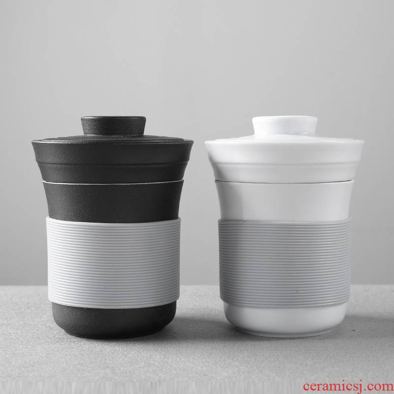 Porcelain heng tong suit creative ceramic cups with cover filter glass office individual cup of kung fu tea tea cup