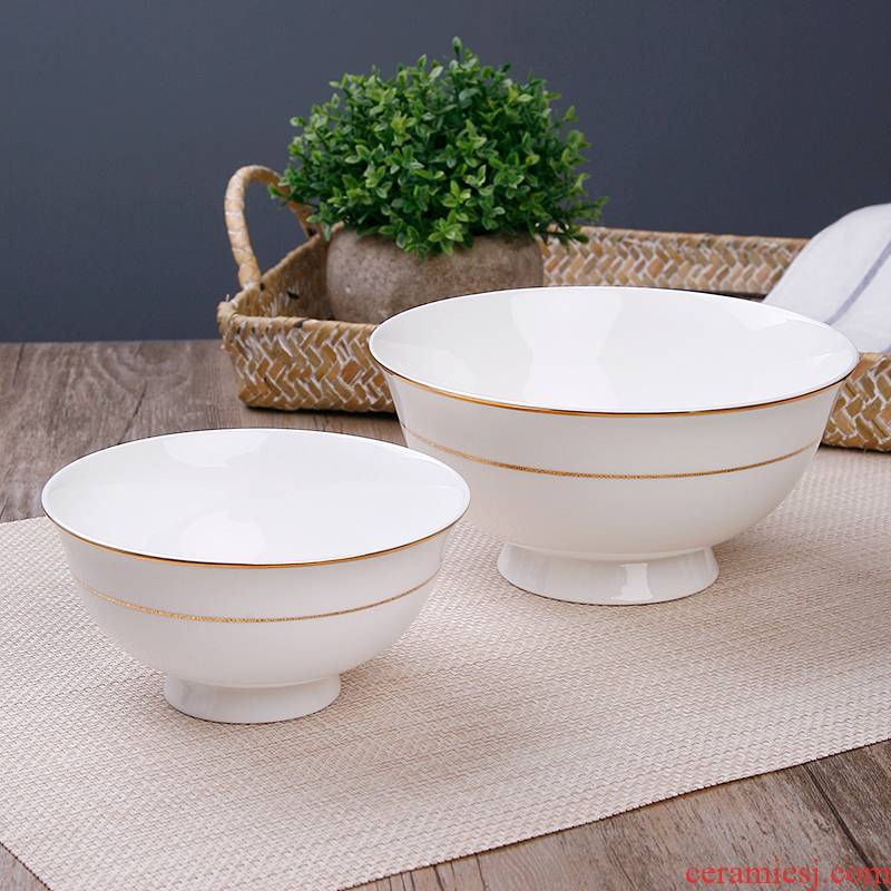 Tangshan ipads porcelain high rainbow such as bowl bowl of rice bowls household ceramics pure white soup bowl bowl of Chinese style suit against the hot dishes