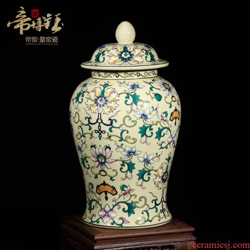 Modern Chinese jingdezhen ceramics high - grade hand - made yellow to the general tank furnishing articles town house, villa, desktop big living room