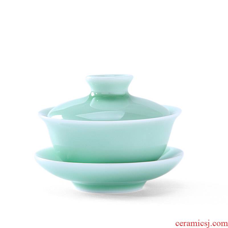 Ling Ming FengTang tureen large bowl tea cups celadon only three bowls of ceramic sample tea cup tea hand grasp pot