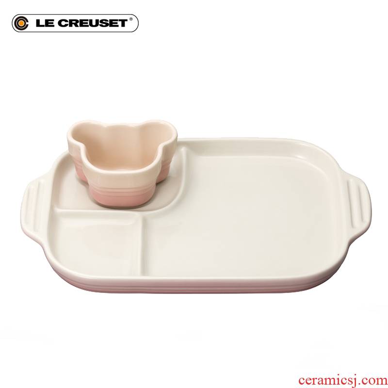 Thailand import LE CREUSET cool color stoneware children bake tank compartment tray soup bowl meal food 2 times
