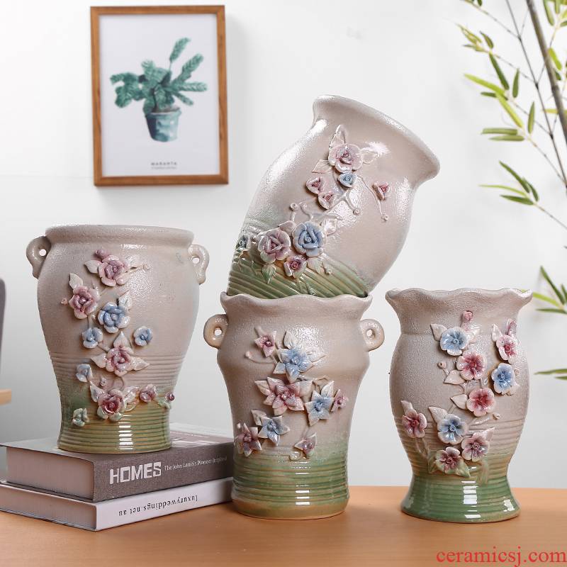 More meat ceramic flower pot high extra large model of the old running dry flower receptacle ceramic POTS contracted Europe type, move the vase