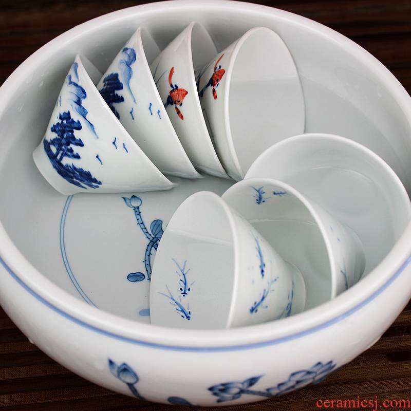 And auspicious jingdezhen blue And white porcelain ceramic cups small cup sample tea cup kung fu tea cups built lamp cup