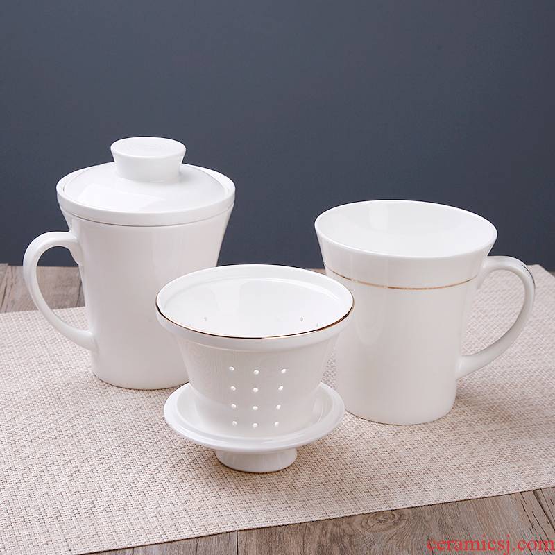 Ipads porcelain three - piece filter cup ipads porcelain cup with cover filter glass tea cup working meeting of customization