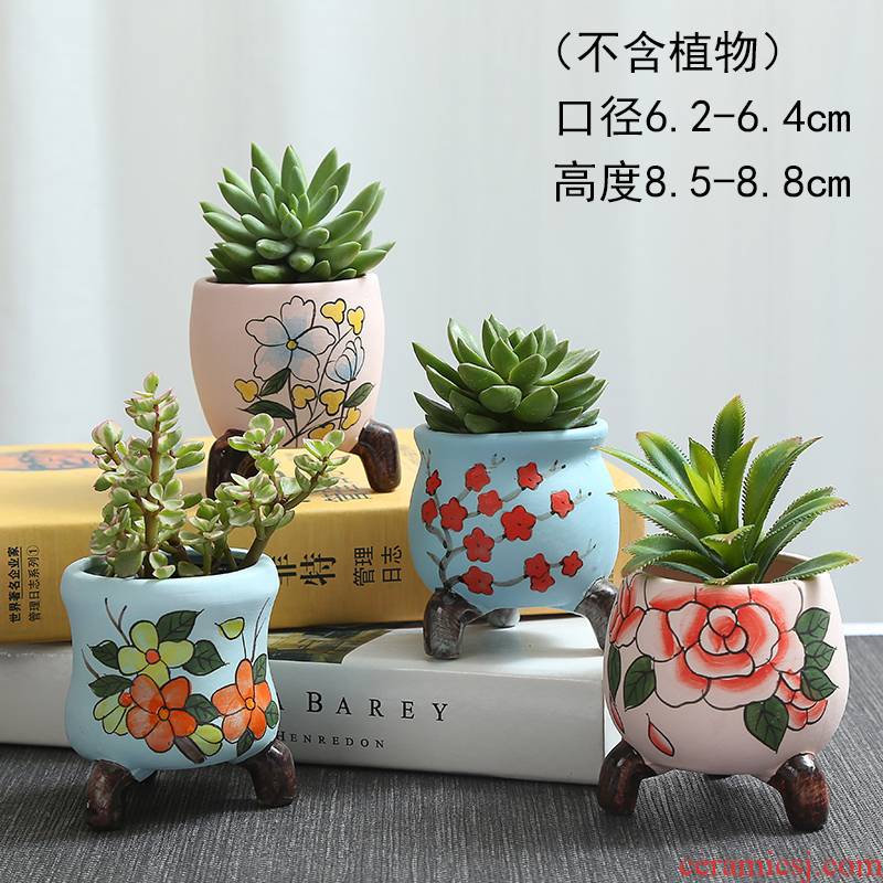 More meat basin of continental pinch flower old running the meat cooks, potted plant pot are large and colorful ceramics green plant POTS