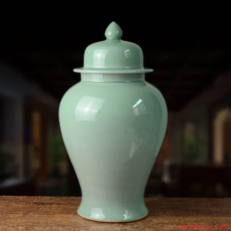 Jingdezhen ceramic general furnishing articles celadon vase large jar of modern new Chinese style household act the role ofing is tasted handicraft sitting room