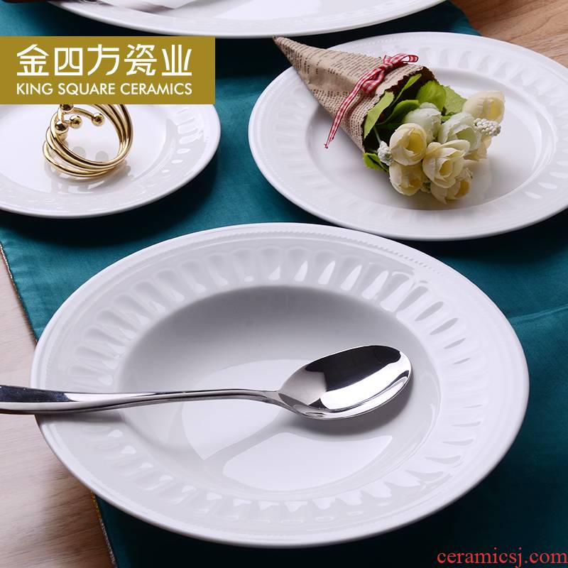 Creative and practical pure white ipads porcelain its beads home dishes suit eating food banquet free plate suit