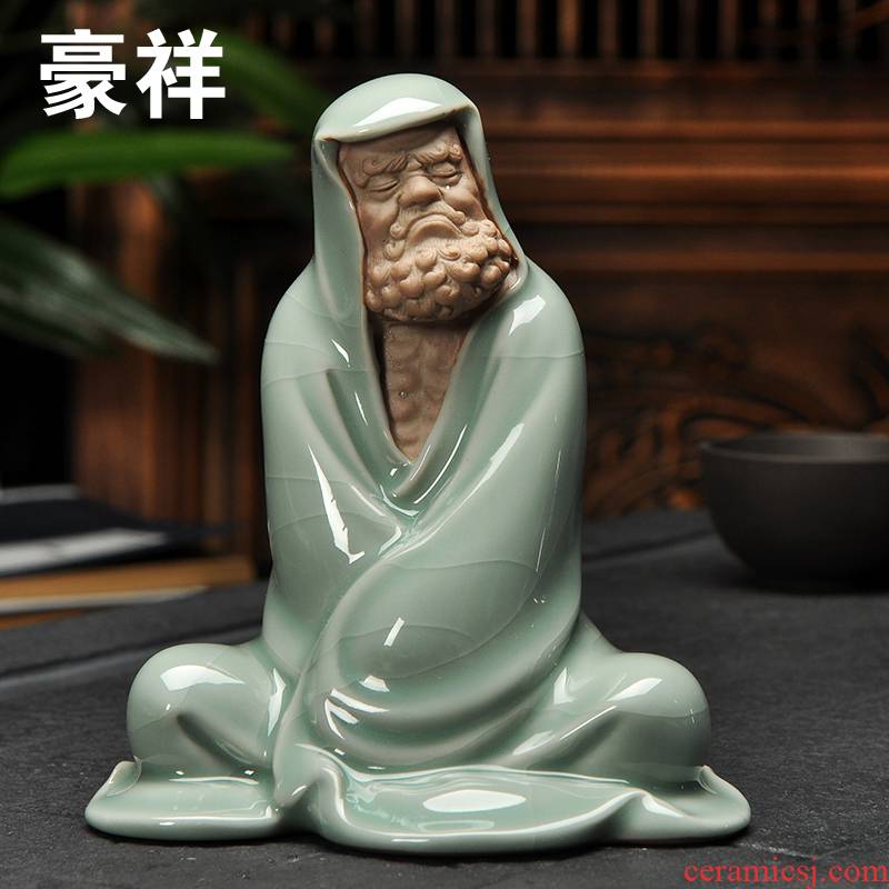 Tea house auspicious elder brother up pet dharma guanyin open piece of elder brother up with ceramic Tea set Tea play pet mattress in a small place