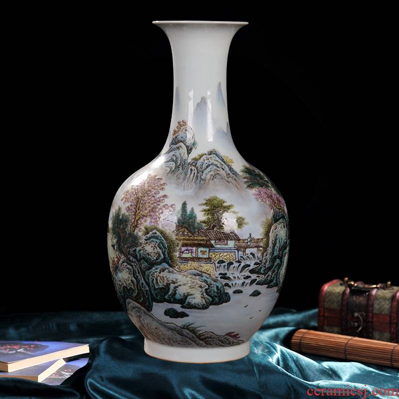 Jingdezhen ceramic vase high - end antique pastel design home decoration process antique collection furnishing articles