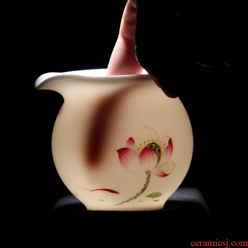 Mingyuan FengTang fair dehua white porcelain cup manual hand - made lotus points tea, kungfu tea accessories jade porcelain)