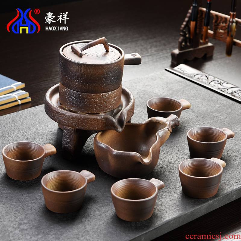 Howe auspicious stone mill creative teapot cup half full automatic lazy people make tea ware ceramic kung fu tea set