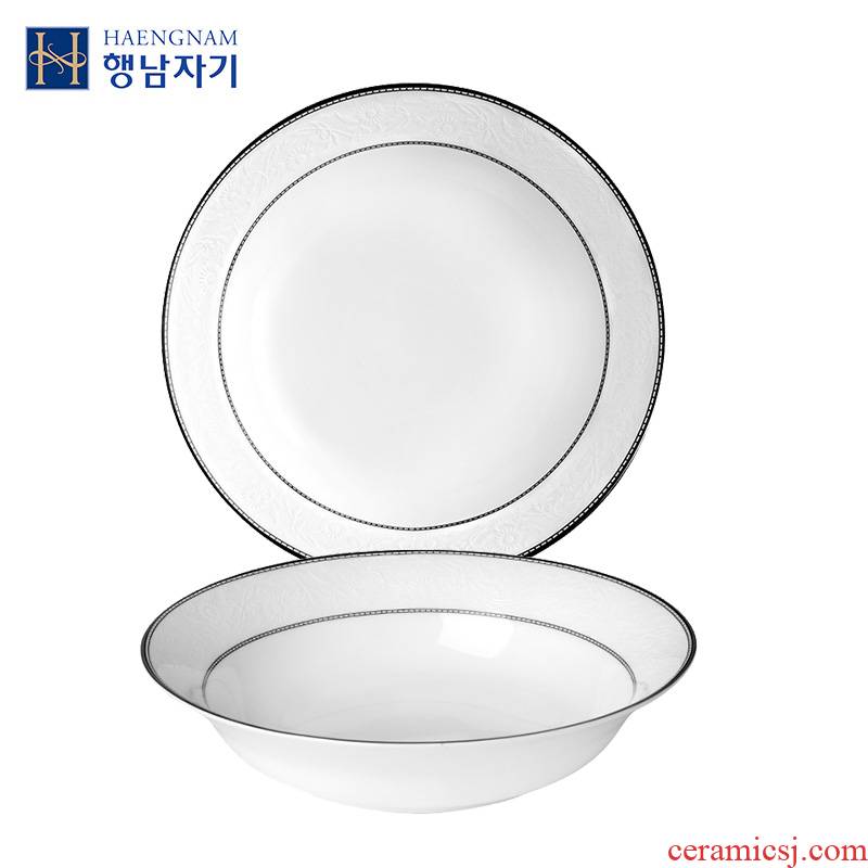 HAENGNAM Han Guoxing south China silver dish 8.5 inch round two ipads porcelain soup dish plate