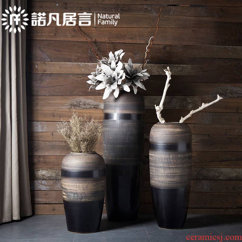 Ceramic floor big dried flower vase planting sitting room place hotel villa covers coarse pottery restoring ancient ways do old creative decoration