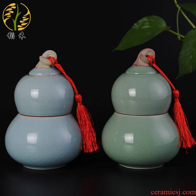 Rice grain ceramic handicrafts gourd practical home furnishing articles your porcelain tea pot storage tank is sealed as cans