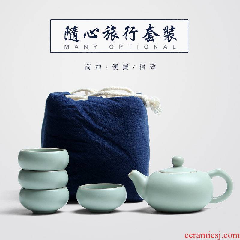 Nameplates, travel FengTang your up ceramic tea set to crack a cup of a complete set of portable kung fu tea set household teapot
