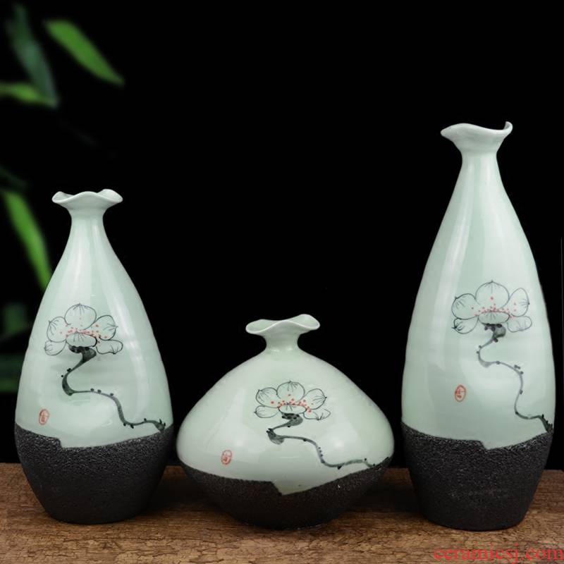Jingdezhen ceramics creative manual zen vase Chinese style living room table home flower adornment furnishing articles