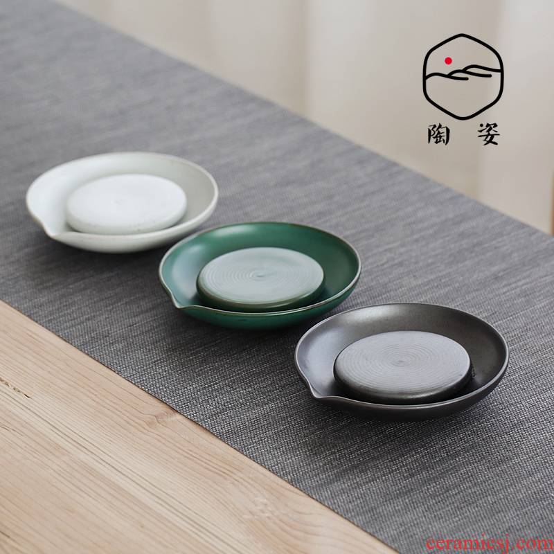 TaoZi up pot of bearing dry mercifully plate of dehua black pottery ceramic saucer dry mercifully tea tray tea tea accessories
