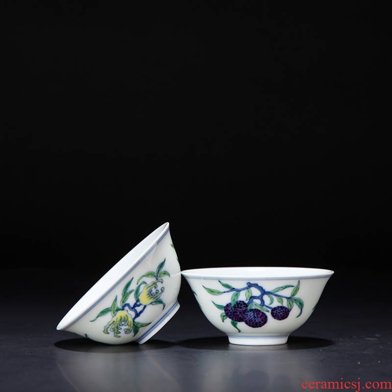 This color porcelain jingdezhen porcelain dou Lin kung fu masters cup pu 'er tea cups ceramics single cup sample tea cup