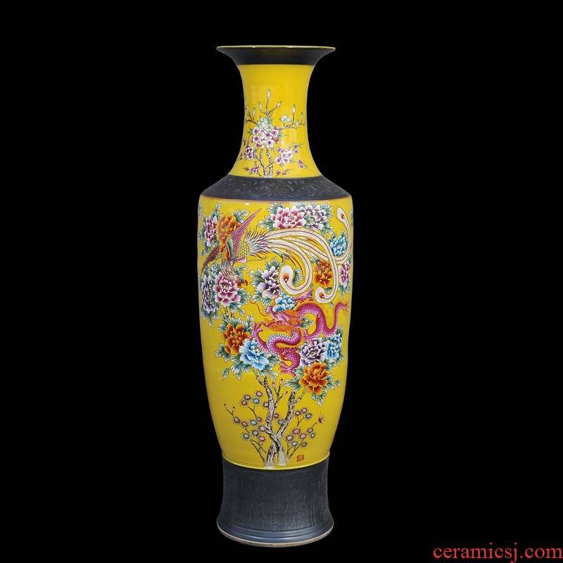 Jingdezhen ceramic vases, antique hand - made landing pastel yellow while the French vase furnishing articles