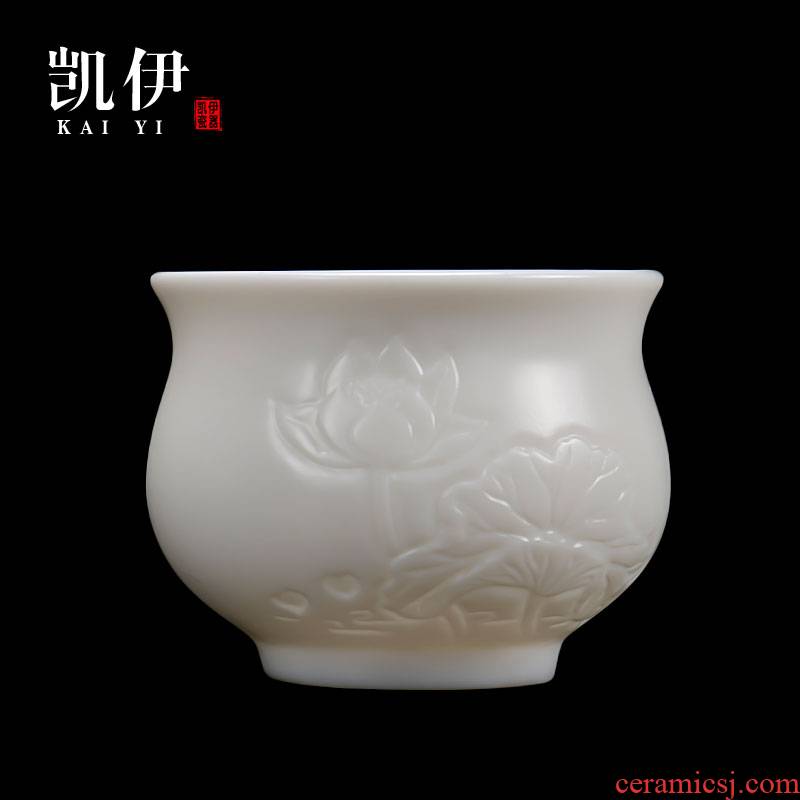 Kate dehua white porcelain teacup lotus cup sample tea cup kung fu master glass ceramic cups cup small cups