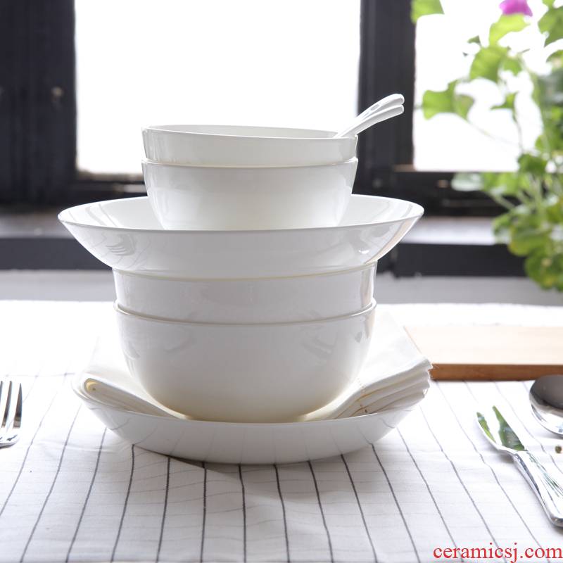 Creative dishes suit clause 2 bowls of household, lovely pure white ipads porcelain tableware suit Korean 8 head