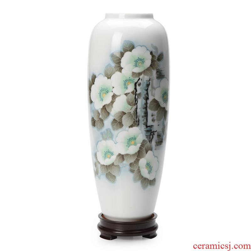 Under the liling porcelain glaze colorful vase hand - made hibiscus flower vase furnishing articles 36 cm high porcelain crafts and gifts