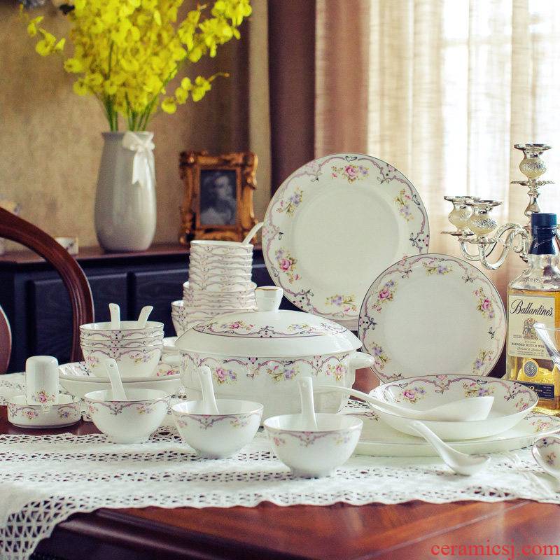 Chinese style ipads porcelain tableware suit 58 head contracted jingdezhen ceramic dishes suit household eating the food bowl dish