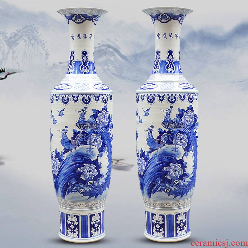 Hand of large blue and white vase sf50 jingdezhen ceramics riches restaurant decoration large living room