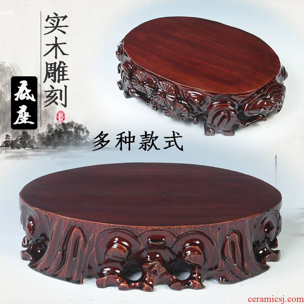 Stone base solid wood can be excavated wood gendiao flower miniascape base furnishing articles Stone base air base