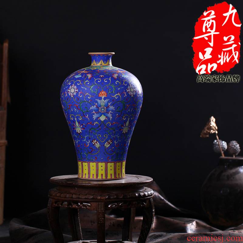 Jingdezhen ceramics vase imitation the qing qianlong pastel cui to branch grain mei bottle home decoration crafts