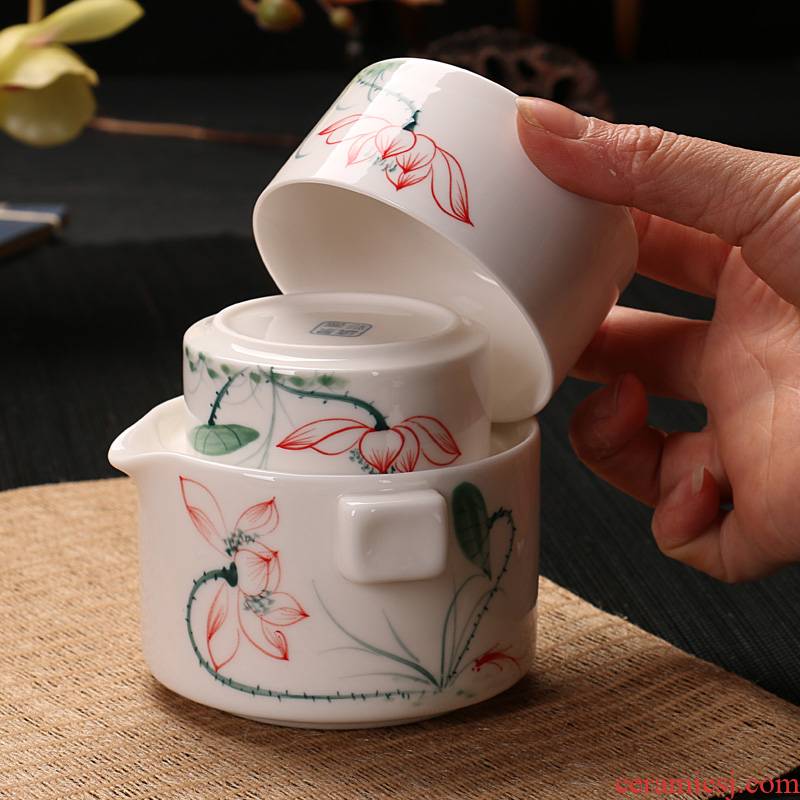 Dragon invertors authentic hand - drawn 1 travel pot 2 cups of kung fu tea set heat resistant ceramic teapot teacup crack cup in the afternoon