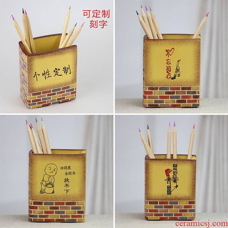 Checking out ceramic vase there character study office gift office supplies customized desktop stationery receive a barrel