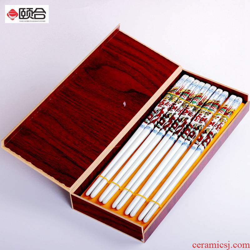 Chopsticks 10 double loading ceramic ipads China high - end mouldproof household family of high - temperature not moldy someone special gift box
