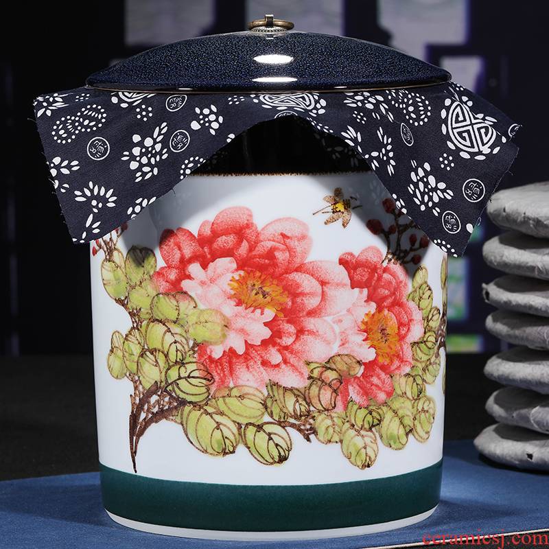 Jingdezhen ceramic hand - made POTS puer tea cake caddy fixings jar airtight receives domestic large tea tea cake