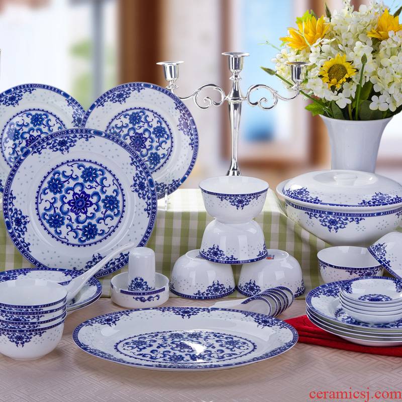 Is jingdezhen blue and white ipads China tableware ceramics tableware 56 glair tableware use spoon head dish suits for the microwave oven