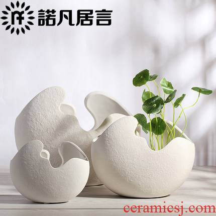 Modern creative furnishing articles study fashion contracted sitting room white ceramic shell hydroponic vase household ornaments