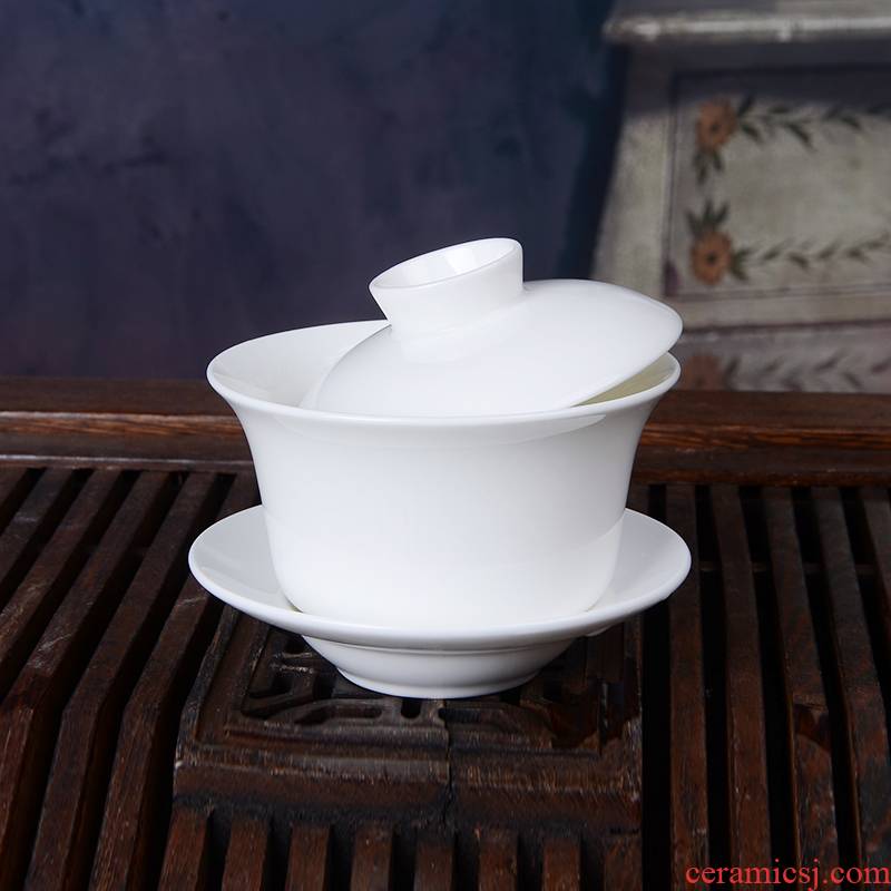 White porcelain three - piece tureen bowl tea cups with cover ipads bowls with base