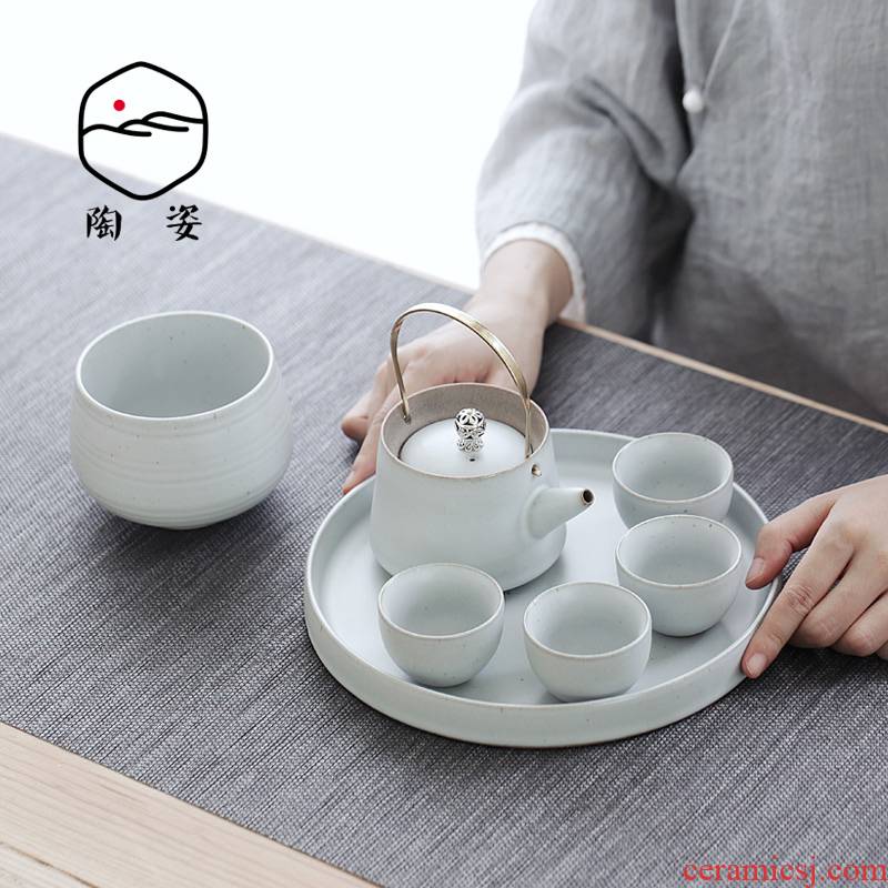 TaoZi Japanese kung fu tea set suit household coarse after change of a complete set of ceramic dry mercifully tea tray tea cups