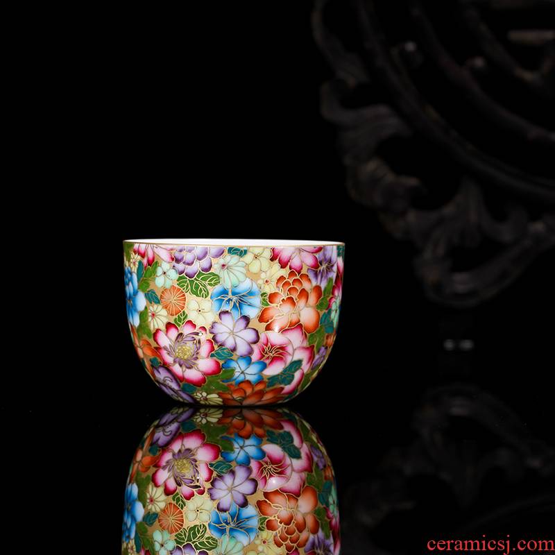 Ocean 's treasure porcelain enamel Mosaic gold Lin to flower is big cups of jingdezhen high temperature glaze tea colored enamel craft
