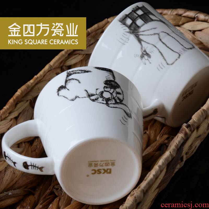 Gold square ipads China keller cup express cartoon dog and cat horizontal stripes