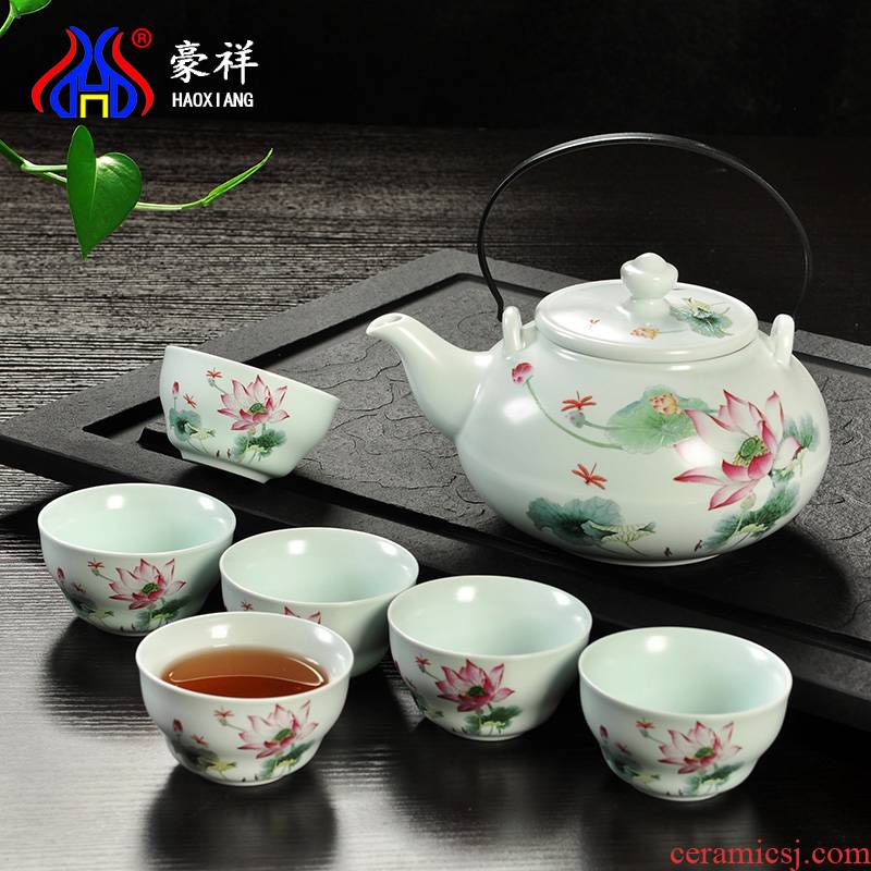 Howe auspicious ceramics girder of a complete set of tea set tea service portfolio teapot tea cup kung fu tea set