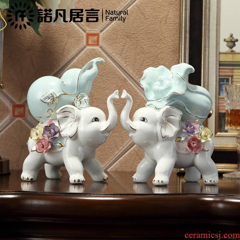 Ceramic furnishing articles sitting room decoration study European opening ornament gift auspicious feng shui elephant