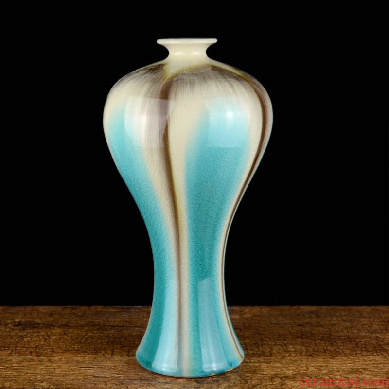 Jingdezhen ceramics vase furnishing articles blue crystal glaze antique art creative living room table surface arranging flowers adorn article