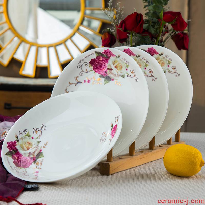 Dinner plate plate plate ipads porcelain dish dish home dishes ceramic tableware round plate deep soup plate FanPan microwave oven