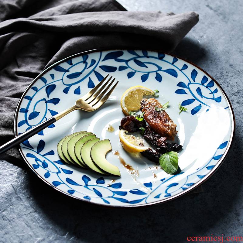 NDP household ceramics tableware uncaria steak dinner plate plate plate 10 inch fruit platter creative breakfast tray