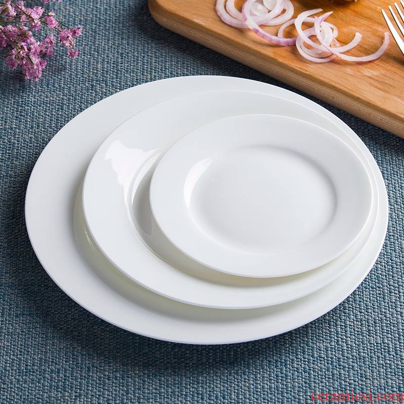 Round flat plate sizes ipads porcelain steak/pure white ceramic/western - style food dish plate